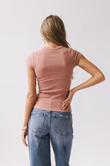 Vestia Button Up Tee In Marsala - Final Sale