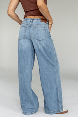 Eva Drawstring Wide Leg Jeans - Final Sale