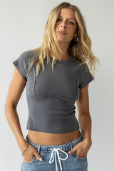 Millie Reverse Seam Top In Blue - Final Sale