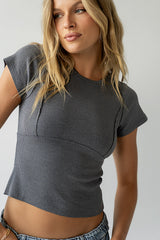 Millie Reverse Seam Top In Blue - Final Sale