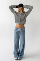 Josy Button Front Cardigan In Dusty Blue