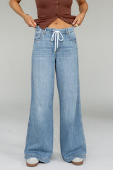 Eva Drawstring Wide Leg Jeans - Final Sale