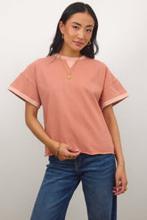 Jace Contrast Tee in Clay - FINAL SALE