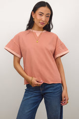 Jace Contrast Tee in Clay - FINAL SALE