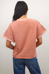 Jace Contrast Tee In Clay - Final Sale
