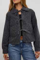 Tammy Collared Jacket in Faded Black - FINAL SALE
