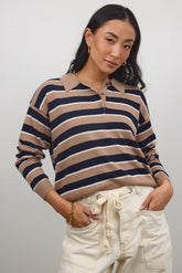 Morgan Striped Sweater in Taupe - FINAL SALE