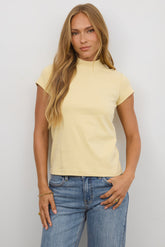 Marley Mock Neck Tee in Yellow - FINAL SALE