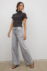 Amara Ribbed Top In Charcoal - Final Sale