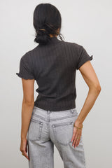 Amara Ribbed Top In Charcoal - Final Sale