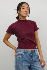 Amara Ribbed Top in Burgundy - FINAL SALE