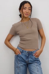 Rome Ribbed Top in Mocha - FINAL SALE