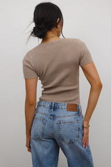 Rome Ribbed Top In Mocha - Final Sale