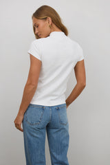 Marley Mock Neck Tee In White