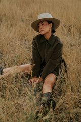 Carly Vegan Leather Jacket In Dark Olive - Final Sale