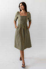 Paisley Smocked Midi Dress in Sage - FINAL SALE