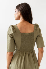 Paisley Smocked Midi Dress In Sage - Final Sale