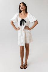 Minnie Textured Baby Doll Dress In Ivory - Final Sale