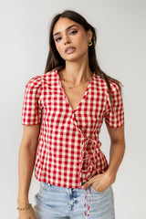 Callie Gingham Blouse In Red