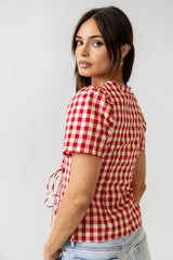 Callie Gingham Blouse In Red