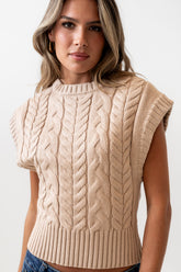 Lennie Cable Knit Top in Taupe - FINAL SALE