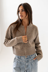 Kelly Knit Bomber Jacket In Taupe