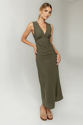 Hailey Lace Trim Maxi Dress in Olive - FINAL SALE