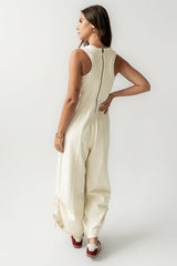 Tristan Knit Jumpsuit In Cream