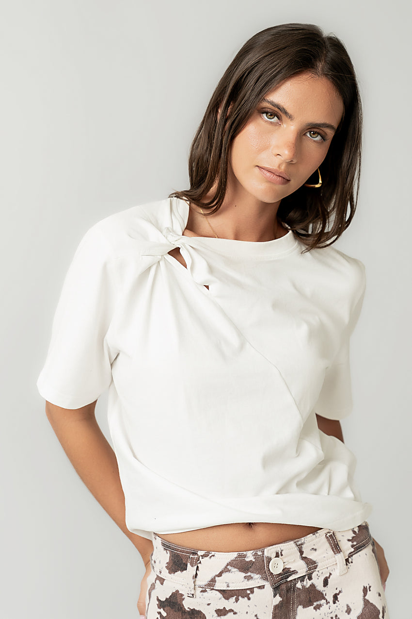 Posie Knot Tee in White - FINAL SALE