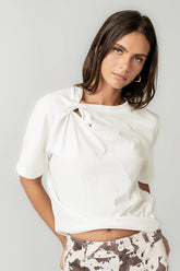 Posie Knot Tee in White - FINAL SALE