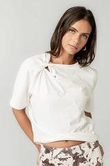 Posie Knot Tee in White - FINAL SALE