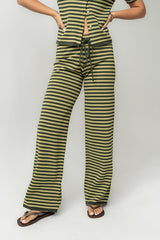 Ireland Striped Wide Leg Pants In Green - Final Sale