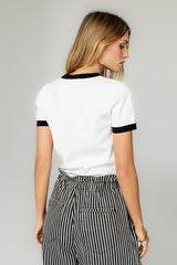 Maddie Ringer Sweater Top In Ivory - Final Sale
