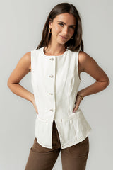 Hudson Denim Vest In White - Final Sale