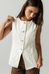 Hudson Denim Vest in White - FINAL SALE