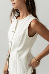 Hudson Denim Vest In White - Final Sale