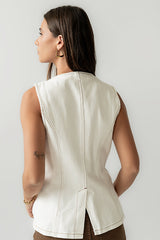 Hudson Denim Vest In White - Final Sale
