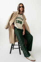 Boston Oversized Graphic Tee in Green - FINAL SALE