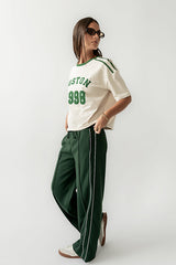 Emily Striped Wide Leg Pants In Green - Final Sale