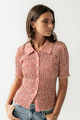 Connie Gingham Blouse in Red - FINAL SALE