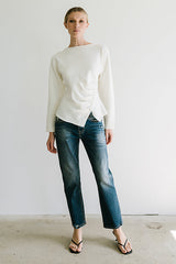 Jerzey Asymmetrical Sweater In Ivory - Final Sale