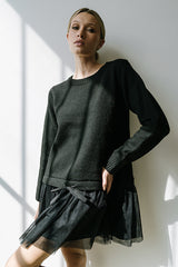 Bellise Baby Doll Sweater Dress in Black - FINAL SALE
