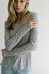 Mylo Floral Top in Heather Grey - FINAL SALE