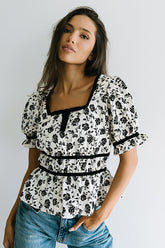Tallie Floral Blouse in Cream - FINAL SALE