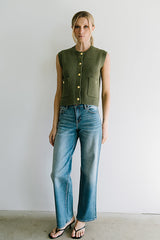 Brooks Knit Vest In Olive - Final Sale