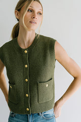 Brooks Knit Vest in Olive - FINAL SALE