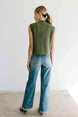 Brooks Knit Vest In Olive - Final Sale