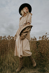 Berlin Corduroy Baby Doll Midi Dress in Taupe - FINAL SALE