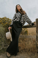 Robbin Satin Maxi Skirt In Black - Final Sale