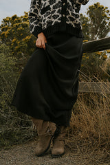 Robbin Satin Maxi Skirt In Black - Final Sale